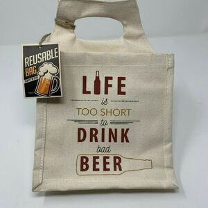 Life is too Short to Drink Bad Beer Canvas Heavy Duty Divided Tote Bag NWT
